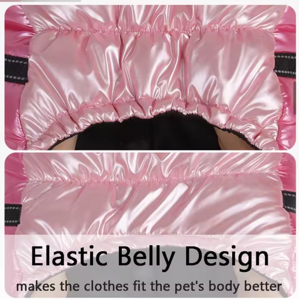 Pink Dog Puffer Jacket with Black Zipper & Built in Harness - Picture 10 of 14